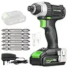 GALAX PRO Cordless Impact Driver 20V, Variable Speed (0-2800RPM),with LED Work Light, 6pcs Screwdriver Bits, 1.3Ah Battery and Charger