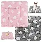 2 Pezzi Letto in Peluche per Piccoli Animali,Calda Coperta per Cani Gatto Cuscinetto Imbottito Pet Pad Soffice Materassino per Porcellino d'India Criceto Coniglio Gattino, 30 x 30cm (Grigio, rosa)