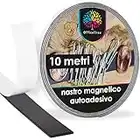 OfficeTree Nastro Magnetico Adesivo 10 m - Striscia Magnetica - Adesivo e Adatto per Poster, Foto e Fogli - Tenuta Ottimale su Lavagne Magnetiche e Bacheche - Nero