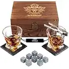 Bourbon Glass Set di 2 - Whisky Stones in Confezione Regalo - Twist Scotch Bicchieri Roccia & Pietre Raffreddanti - Idea regalo per Uomo Bicchieri per Wisky