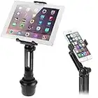 iKross 2-en-1 Soporte Tablet o Móvil para Coche, Coche-Soporte Universal de Portavasos Adjustable para Tablet, iPad, o iPhone Teléfono Smartphone - IKHD22