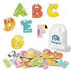 Coogam Magnetbuchstaben 26Pcs Jumbo ABC Alphabet Bunte Tierform Große Großbuchstaben Kühlschrankmagnete Lernspielzeug Set Rechtschreibspiele für Kinder Lernen 3 4 5 Jahre alt