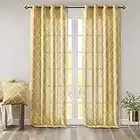 Madison Park Saratoga Rideau de fenêtre filtrant la lumière avec imprimé chantourné 1 Panneau de Rideaux à œillets pour Salon, Chambre à Coucher et dortoir, 127 x 241 cm, Jaune