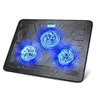 TECKNET Laptop Cooling Pad Adjustable Height Laptop Cooler with 3 Ultra Quiet Fans, Laptop Fan Stand for Desk/Bed/Lap with 2 USB Ports, Ergonomic Comfort Notebook Cooler Pad Fits for 12”-17” Laptops