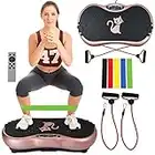 RAVS Vibration Plate Exercise Machine Whole Body Workout Machine Vibration Fitness Platform Machine Home Training Equipment with Resistance Bands, Remote Control and Max Load 330lbs