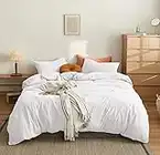 MOHAP Housse de Couette 240x260cm+2 Taies d'oreillers 65x65cm Blanc Parure de Lit Adulte 2 Personnes 100 Fils/cm² en Microfibre avec Fermeture Éclair