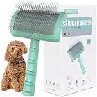 LBMBAIC Slicker brush for dogs with super denser soft extral long pin slicker dog brush for thick and long hair doodle and poodle brush fluff,detangle and style.Goldendoodle Long Pin Brush for Dogs.25mm(1'') Green