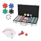 PLAYWUS Casino Poker Chip Set, 300 PCS Poker Chips with Aluminum Case,11.5 Gram Chip with Iron Insert for Texas Holdem Blackjack Gambling