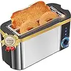 DyBaxa Stainless Steel Toaster 4 Slice, Toaster 2 Slice Long Slot, Compact 4 Slice Toaster Wide Slot for Bagel Sourdough Artisan Croissant Muffin, 6 Browning Control, Warming Rack, Removal Crumb Tray