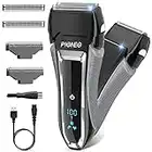 Electric Shaver for Men Foil Shaver Rechargeable Wet/Dry IPX7 Waterproof LED Display Electric Razor for Cordless Men's Trimmer (Black)