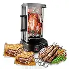 NutriChef Countertop Vertical Rotating Oven - Rotisserie Shawarma Machine, Kebob Machine, Stain Resistant & Energy Efficient W/ Heat Resistant Door, Includes Kebob Rack with 7 Skewers (PKRTVG34)