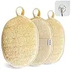 Natural Loofah Sponge Exfoliating Body Scrubber (3 Pack),Made with Eco-Friendly and Biodegradable Shower Luffa Sponge, Loofah for Women and Men, Beige…