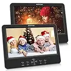 WONNIE 2023 reproductor de DVD portátil coche 2 pantallas niños video con reposacabezas de 10,5 pulgadas compatible USB SD MMC 5 horas para un viaje largo (dos reproductores de DVD)