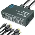 Steetek KVM Switch HDMI 2 Monitor, 4K@60Hz, USB2.0, HDCP2.2, Switch HDMI 2.0 2 PC 2 monitor, Switch KVM Con 4 Cavi HDMI 2.0 e 2 USB, Interruttore Pulsante