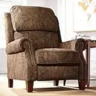 Kensington Hill Beaumont Warm Brown Paisley Patterned Recliner Chair Traditional Armchair Comfortable Push Manual Reclining Footrest Adjustable for Bedroom Living Room Reading Home Relax Office