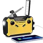 Portable Radio Dynamo Survie, PRUNUS J-369 AM/FM Radio Manivelle Solaire, Portative Radio à Pile avec 3000mAh Power Bank/SOS Alarm/Lampe Poch/3W Haut-parleurs, Ourdoor, Emergency.