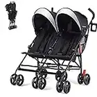 HONEY JOY Double Stroller, Compact Lightweight Stroller Side by Side, Adjustable Canopy, Cup Holder & Storage Bag, Travel Stroller for Airplane, Foldable Twin Umbrella Stroller for Infant and Toddler