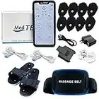 MEDTENS Tens Unit Machine Device 24 Massage Modes Newest Model Muscle Stimulator for Lower Back Neck Shoulder Pain Relief Massager Comes with 10 Pads [5 Pairs] Complete Set Belt+Shoe