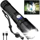 BERCOL Rechargeable LED Flashlights High Lumens, 200000 Lumens Super Bright Powerful Flashlights, 5 Modes, Waterproof Flashlight for Emergencies, Hiking