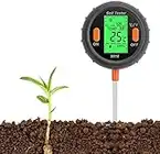 Tester del Suolo, 4 in 1 Misuratore di PH del Terreno umidita, PH, Luce Solare, Temperatura, Analizzatore di Suolo per Giardino, Piante, Fattoria, Interni Ed Esterni