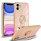 Newseego Cover in Silicone Compatibile iPhone 11,6.1 Pollici,Custodia Protettiva con Tutto Il Corpo Cover Antiurto,Anello Magnetico del cavalletto Funzione di 360°per iPhone 11-Latte