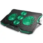 ENHANCE Cryogen Base de Refrigeración Gaming para Portátiles con 5 Ventiladores Silenciosos, Ángulos Ajustables, 2 Puertos USB - Se Adapta a Laptops de hasta 43.2 cm - Iluminación LED Verde