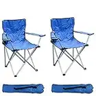 FineHome Lot de 2 chaises de pêche pliables avec porte-gobelet et sac de transport Bleu Charge maximale 120 kg