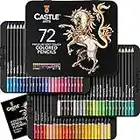 Castle Art Supplies 72 Colouring Pencils Set | Premium Soft Core Coloured Leads for Adult Artists, Professionals and Colourists | Protected and Organised in Presentation Tin Box