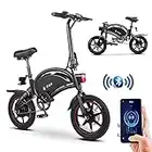 DYU Bicicletta Elettrica Pieghevole,‎14 pollici Portatile E-bike,Smart Bici Elettrica Pedalata Assistita con LCD Display, App Mobile-Supporto,Compatta Portatile,Unisex Adulto (Nero,D3+)