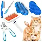 6 kit per toelettatura coniglietto con spazzole per spargimento, pettine per animali domestici, tagliaunghie per animali domestici, spazzola per la toelettatura, pettine per massaggi