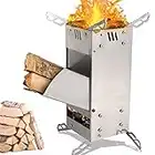 FBSPORT Camping Rocket Stove, Portable Wood Burning Camp Stove 304 Stainless Steel, Camping Wood Stove with Storage Bag for Tent, Cooking, Backpacking, Picnic, BBQ, Travel, Hiking