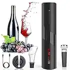 5 in 1 Electric Wine Opener Chargeable Automatic Wine Bottle Cordless Corkscrew Set with USB Charging Cable, Wine Foil Cutter, Wine Stopper, Aerator Pourer