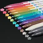 Metallic Markers Permanent Paint Pens: 12 Medium Tip Metallic Pens Glitter Paint Markers for Black Paper, Scrapbooking Kit, Art Rock Painting, Photo Album, Glass, Wood, Fabric, DIY Crafts, Card Making