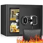 1.2 Cub Home Safe Fireproof Waterproof, Fireproof Safe Box with Fireproof Money Bag, Digital Keypad Key and Removable Shelf, Personal Security Safe for Home Firearm Money Medicines Valuables