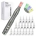 Microneedling Pen Electric Derma Pen with 20 Replacement Cartridges, Adjustable Microneedle Dermapen for Home Use