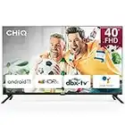 CHiQ L40G7L, Smart TV 40 Pollici, 2022 Android 11 Televisori, 2K, FHD, Frameless, HDR, dbx-tv, Netflix, Prime Video, Youtube, 2.4/5G Wi-Fi, Bluetooth, Chromecast, Google Assistant, DVB-T/T2/S2