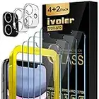 iVoler [4 Unidades] Protector de Pantalla para iPhone XR y iPhone 11 con Ayuda de posicionamiento, [2 Pack] Protector de Lente de cámara para iPhone 11, Cristal Vidrio Templado [Doble protección]