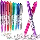 Vok Erasable Pens, Erasable Gel Pens 0.5mm Tip Rub Out Pens with Rubber