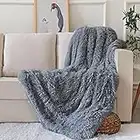 BOYASEN Coperta Plaid Morbida, Coperta Pile Flanella, Coperta Fluffy Sherpa, Plaid Divano Letto Singolo Super Morbida, Coperta Per Bamnini, 127 x 152cm, Grigio Scuro