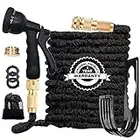 Flexible Garden Hose Pipe 100FT, 3 Times Expanding Flexible Magic Lightweight Watering Hose Pipe with 8 Function Spray Gun/Solid Brass Fittings/Anti-Leakage Easy to use