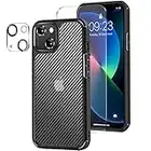 Amizee Cover Compatibile con iPhone 13 Mini [Protezione di Grado Militare] con Vetro Temperato e Pellicola Fotocamera Custodia dal Retro Resistente ai Graffi - Nero