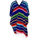 Mexikanischer Poncho - Handgefertigter Serape Poncho - Einheitsgröße Erwachsene Poncho - Cobija - Decke - Blau - Einheitsgröße