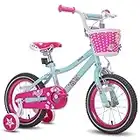 JOYSTAR 16 Inch Girls Bike with Training Wheels for 4 5 6 7 Years Old Kids Birthday Gift Children Bicycle with Training Wheels and Hand Brake Blue