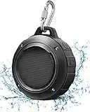 Outdoor Waterproof Bluetooth Speaker,Kunodi Wireless Portable Mini Shower Travel Speaker with Subwoofer, Enhanced Bass, Built in Mic for Sports, Pool, Beach, Hiking, Camping (Black)