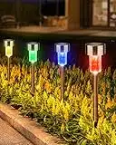 Bright Solar Pathway Lights 10 Pack, 7 Color Changing LED Solar Lights Outdoor, IP65 Waterproof Solar Path Lights, Solar Powered Garden Lights for Walkway Yard Backyard Lawn Landscape Decorative