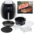 GoWISE USA GWAC22003 5.8-Quart Air Fryer with Accessories, 6 Pcs, and 8 Cooking Presets + 100 Recipes (Black), Qt