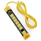 Bestten 7 Outlet Heavy Duty Metal Power Bar, Surge Protector Power Strip with Cord Management, 9-Foot Cord, cETL Certified, Yellow