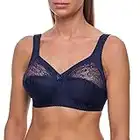 frugue Reggiseno Senza Ferretto Taglie Forti Pizzo Contenitivo Donna Blu IT 4C