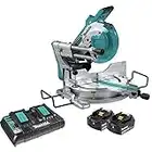 Makita XSL04PTU 18V X2 LXT Lithium-Ion (36V) Brushless Cordless 10" Dual-Bevel Sliding Compound Miter Saw Kit, Aws & Laser (5.0Ah)