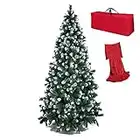 Totò Piccinni Albero di Natale Artificiale NOEL, Folto, Effetto Realistico, Rami a Gancio, Facile Montaggio, PVC, Ignifugo con Borsone (240 cm, Punte Innevate e Pigne)